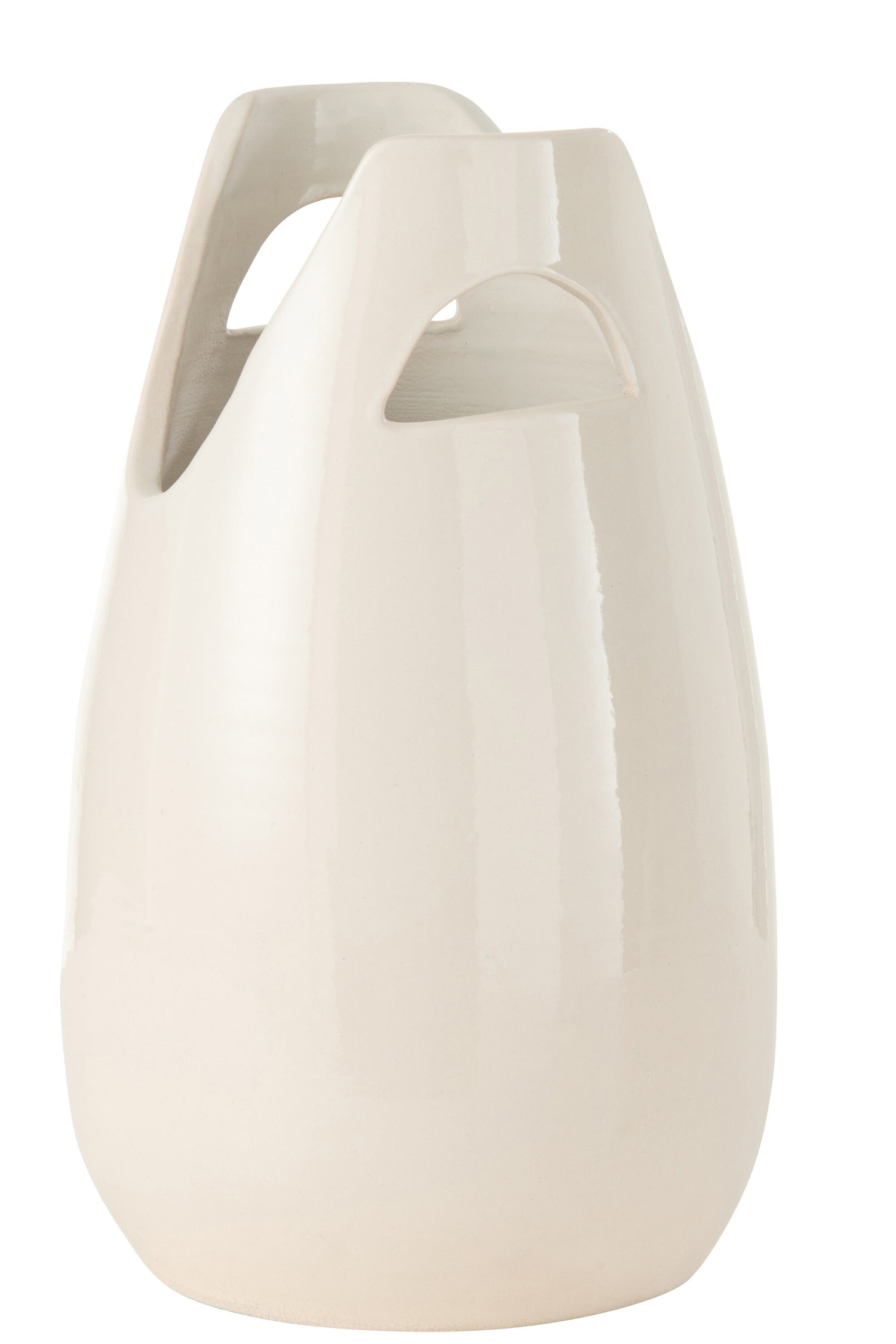 J-Line vaas Handvat - keramiek - wit - large - 40 cm hoog