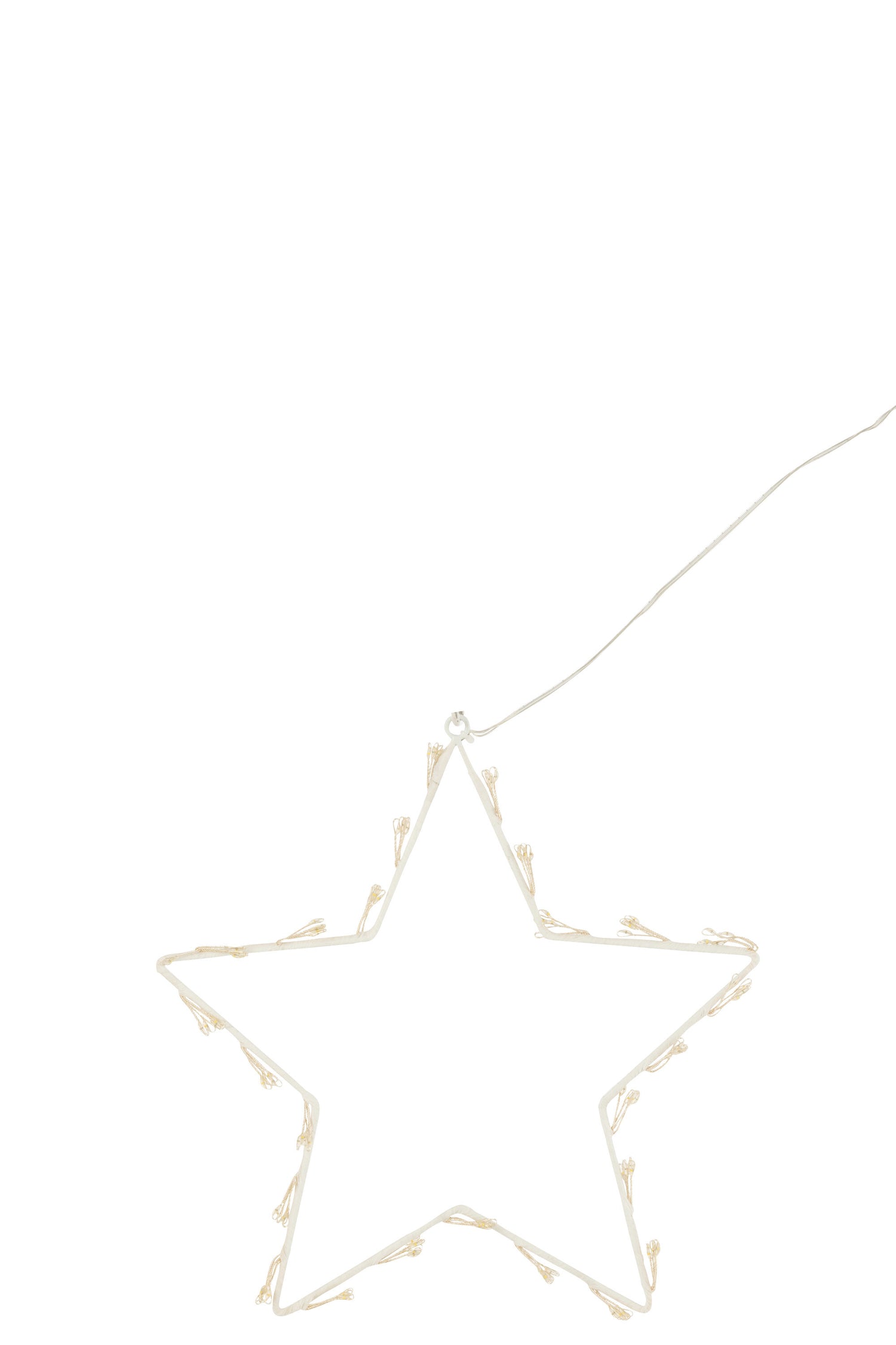 J-Line decoratie Ster - metaal - wit - small - LED lichtjes