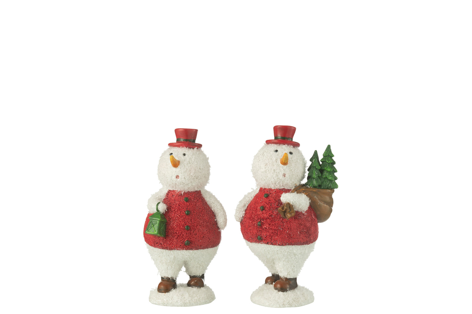 J-Line figuur Sneeuwman Boom + Lantaarn - polyresin -  mix -