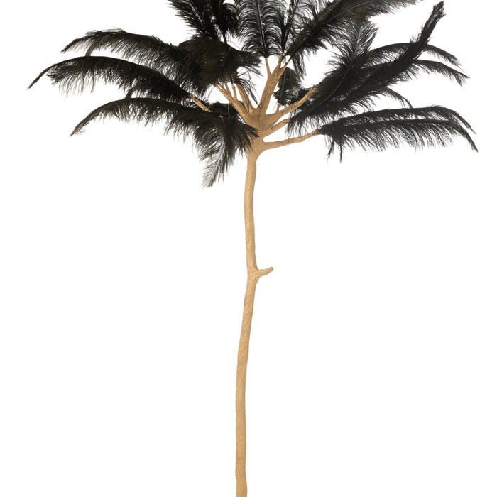 J-Line decoratie boom pluimen - metaal - goud|zwart - large