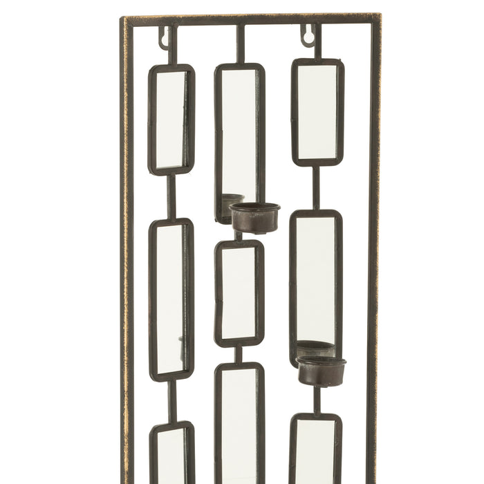 J-Line wanddecoratie Theelichthouder - metaal|glas - grijs - small
