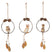 J-Line hanger cirkel vos|uil|eekhoorn - metaal|hout - bruin|oranje - 3 stuks