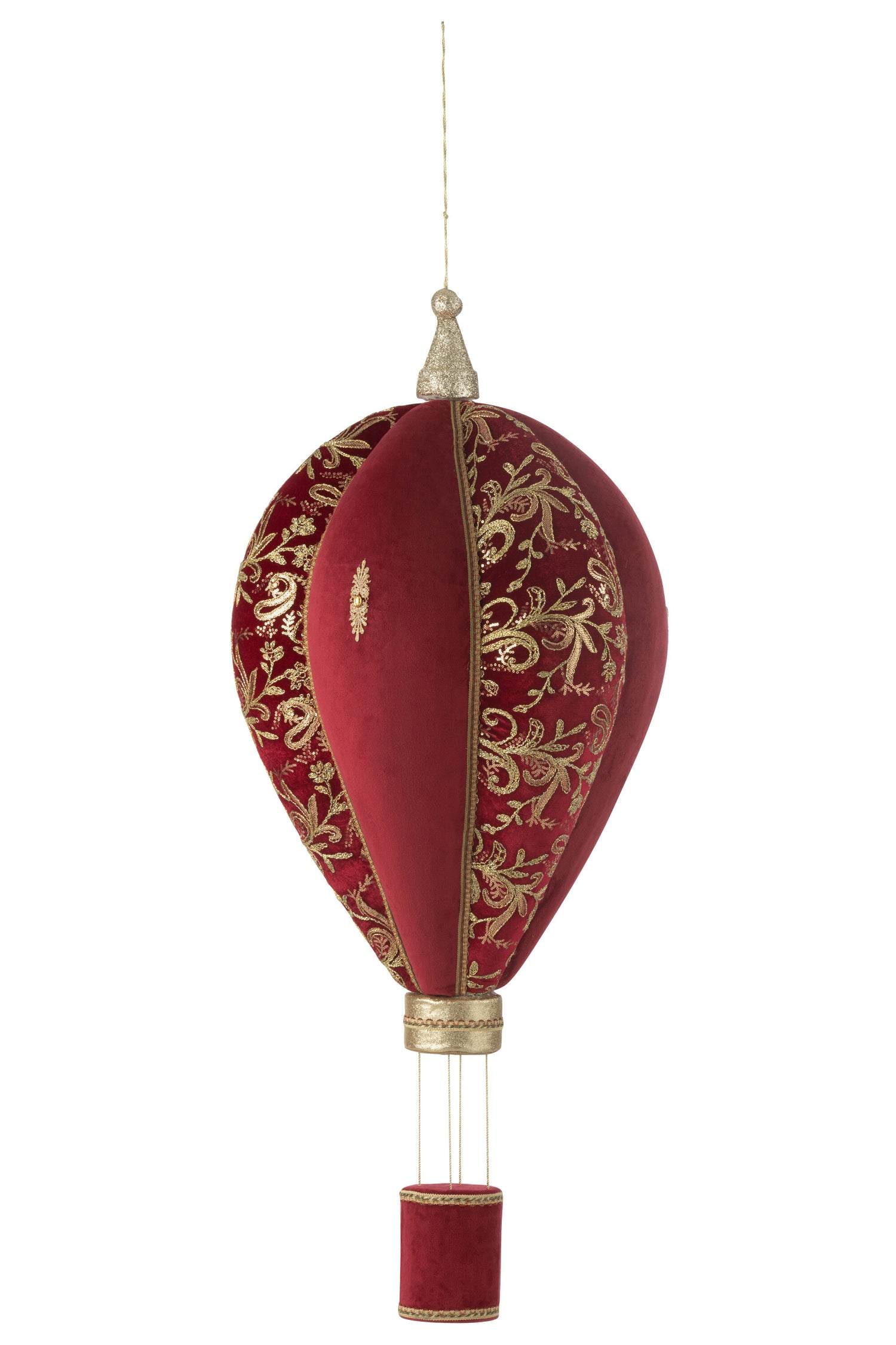 J-Line decoratie Heteluchtballon hangend - polyfoam|textiel - rood|goud - large