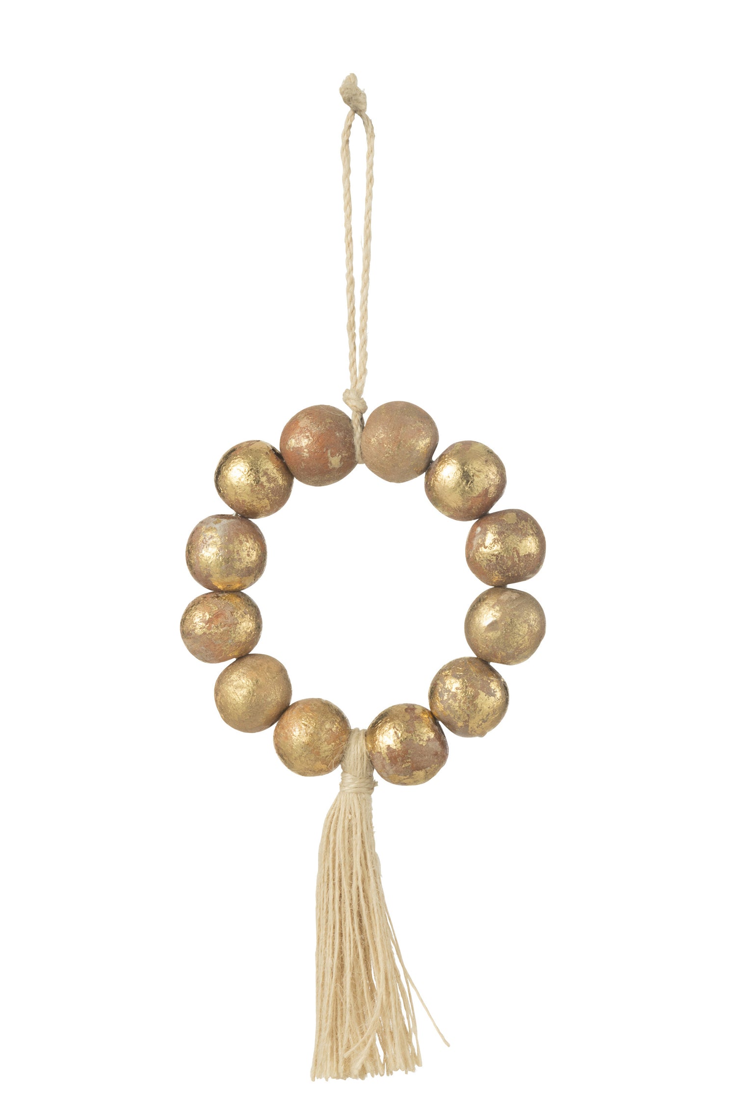 J-Line hanger Kraal Krans mango hout naturel|goud