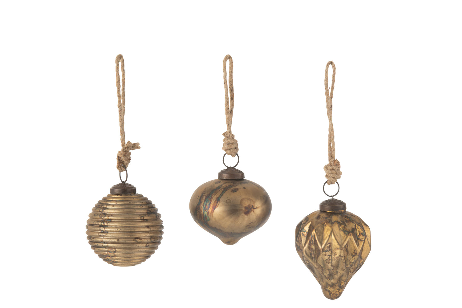 J-Line kerstbal geoxideerd - glas - antiek goud - small - 3