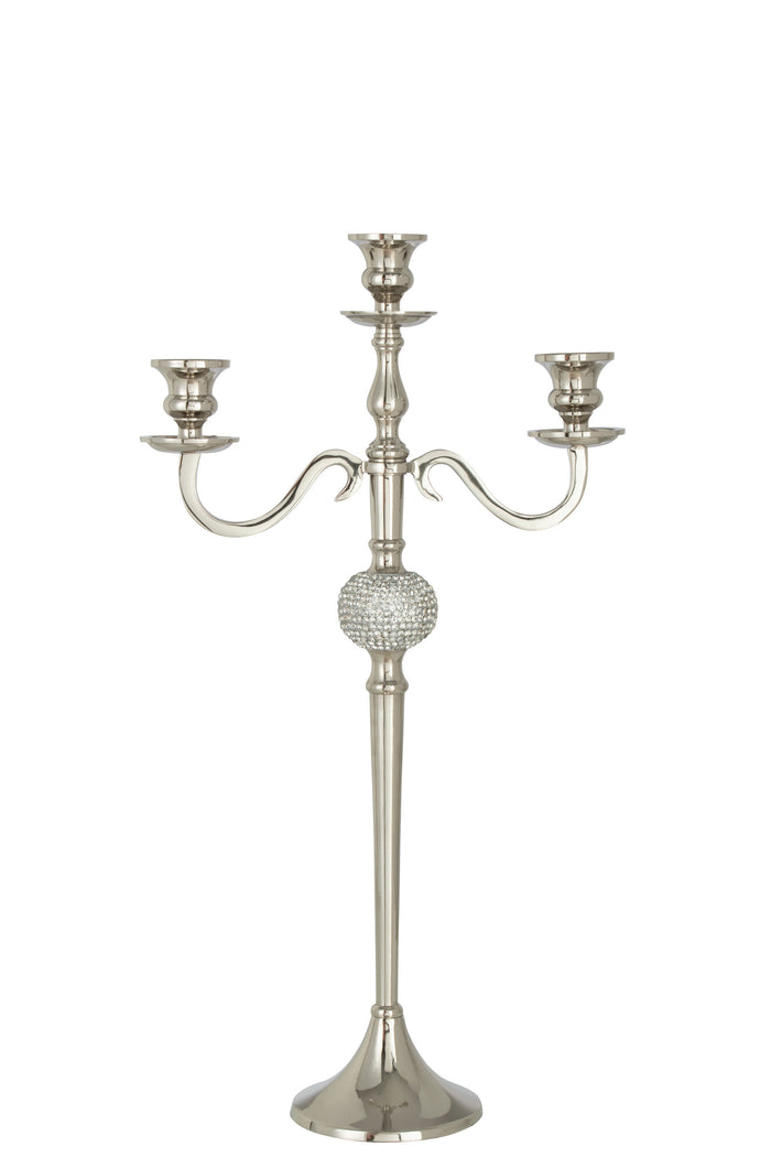 J-Line kandelaar 3 Armen Diamant - aluminium - zilver