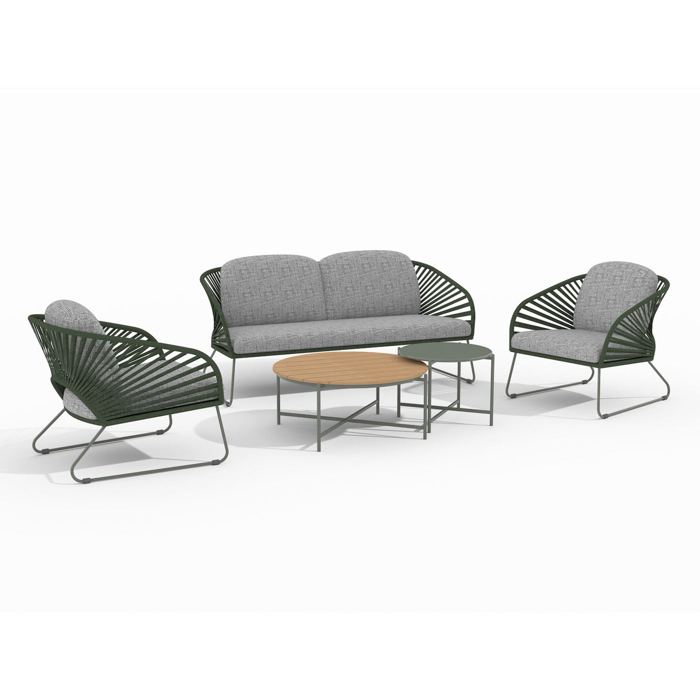 House Nordic - Lounge Set Staal Grijs|Groen - 78x71|162x73cm - Novella
