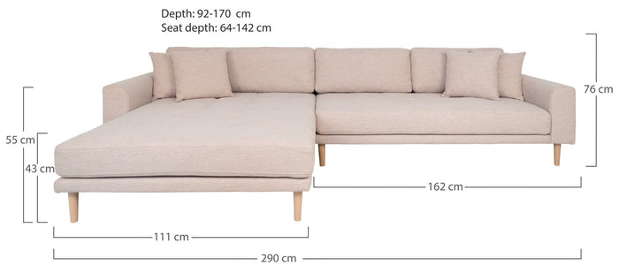 House Nordic Lido Beige 2,5-Zits Hoekbank Links