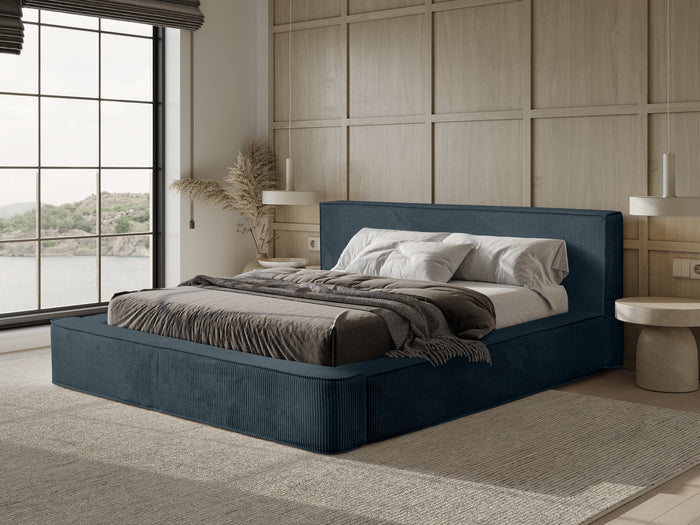 Trae Mobler Harmon 180x200 cm Gestoffeerd Bed Navy Blauw