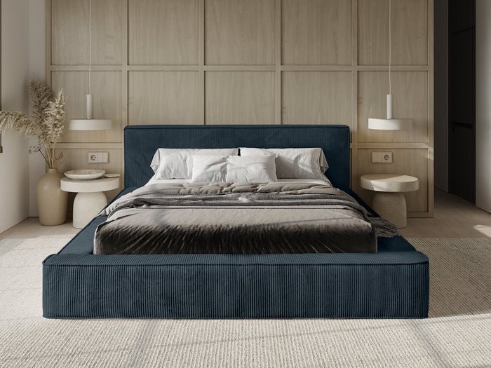 Trae Mobler Harmon 180x200 cm Gestoffeerd Bed Navy Blauw