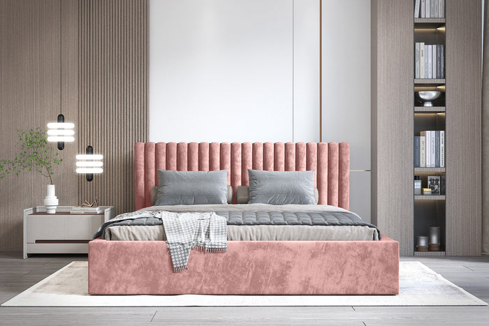 Trae Mobler Vegas 160 x 200 cm Gestoffeerd Bed Stoffig Roze