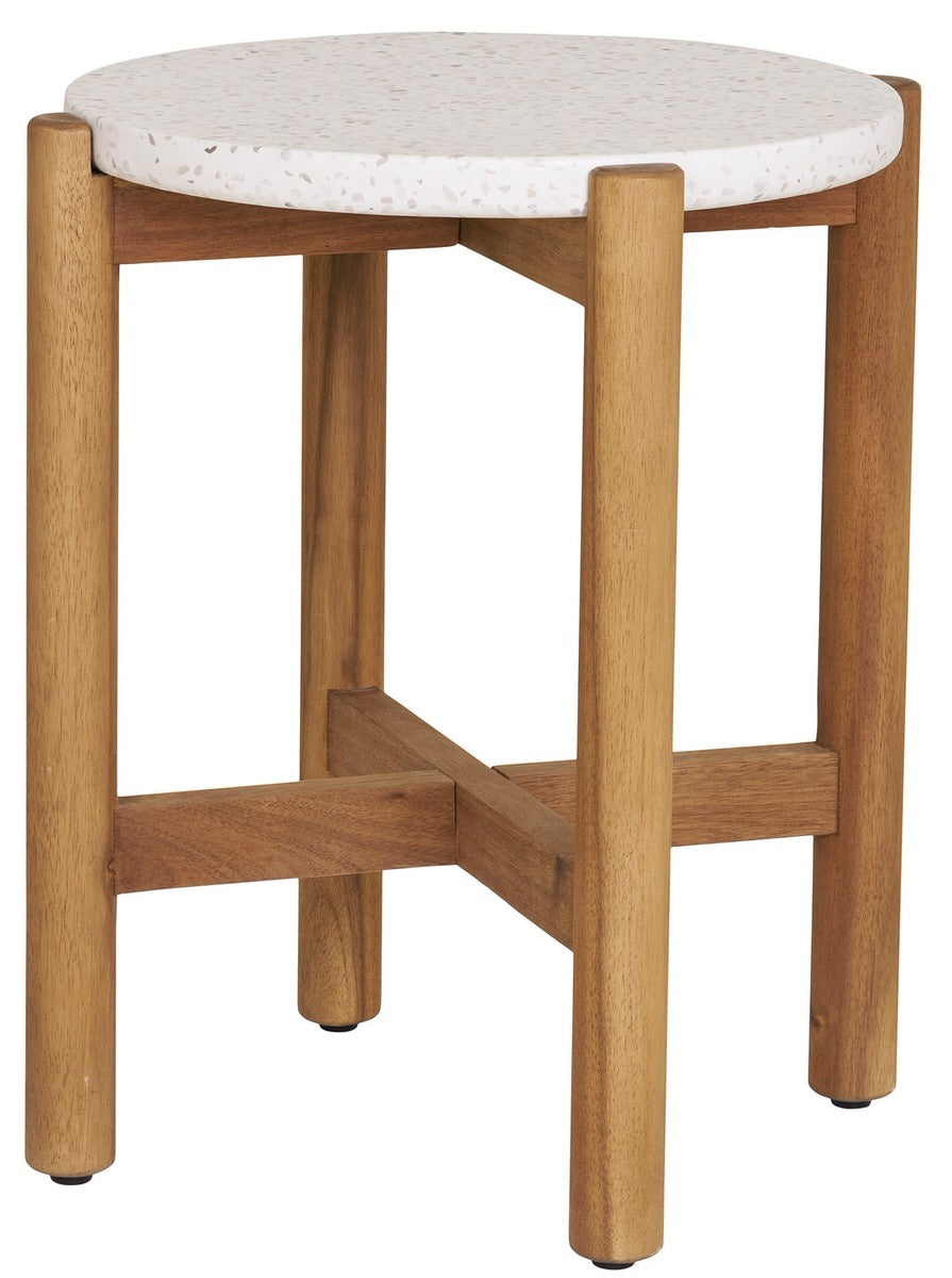 House Nordic Terracina Ronde Bijzettafel Acacia|Terrazo
