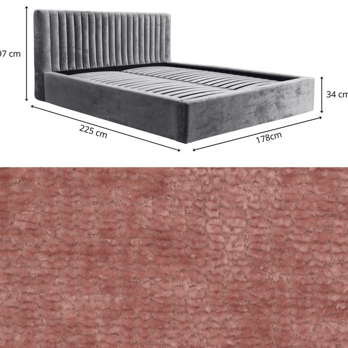 Trae Mobler Vegas 160 x 200 cm Gestoffeerd Bed Stoffig Roze