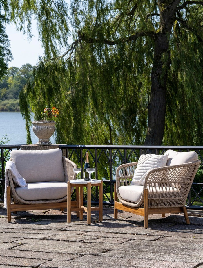 House Nordic Terracina Ronde Bijzettafel Acacia|Terrazo