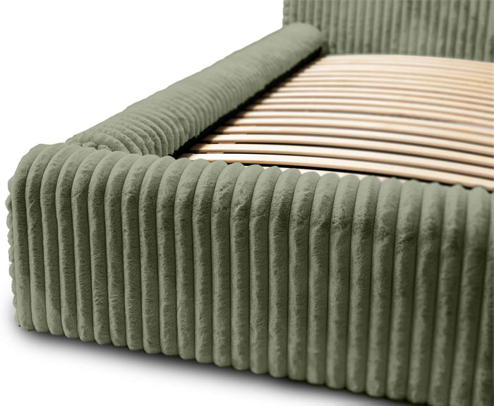 Trae Mobler Hana 140 x 200 cm Gestoffeerd Bed Olijfgroen