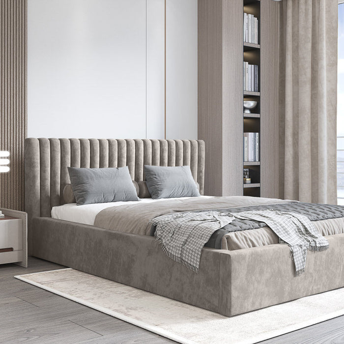 Trae Mobler Vegas 140 x 200 cm Gestoffeerd Bed Grijs