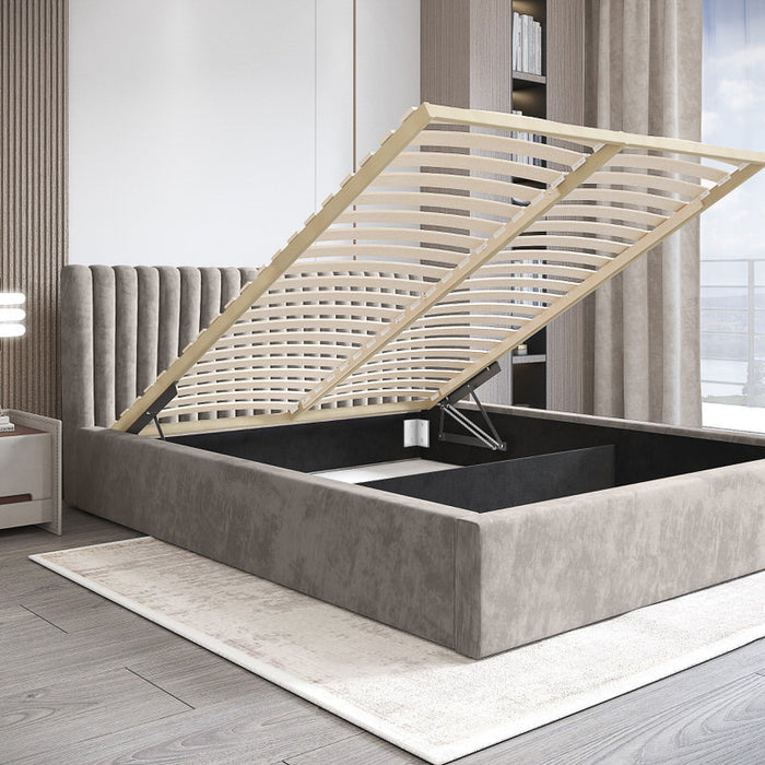 Trae Mobler Vegas 140 x 200 cm Gestoffeerd Bed Grijs