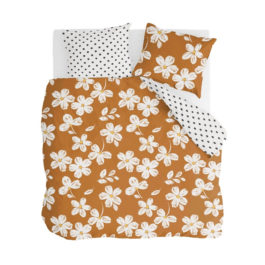 Walra - Dekbedovertrek Fancy Flowers - 200x220 - Cognac