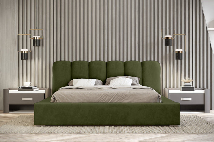 Trae Mobler Dallas 140 x 200 cm Gestoffeerd Bed Bosgroen