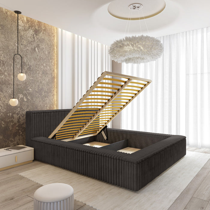 Trae Mobler Melody 140 x 200 cm Gestoffeerd Bed Donkergrijs