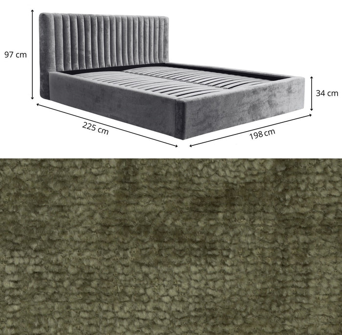 Trae Mobler Vegas 180 x 200 cm Gestoffeerd Bed Olijfgroen