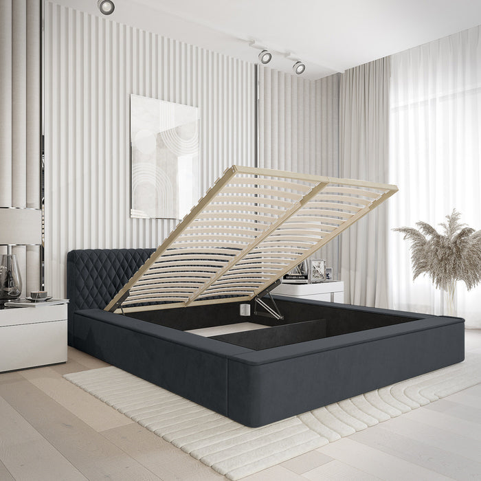 Trae Mobler Azurro 140 x 200 cm Gestoffeerd Bed Donkerblauw