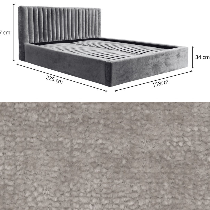 Trae Mobler Vegas 140 x 200 cm Gestoffeerd Bed Grijs