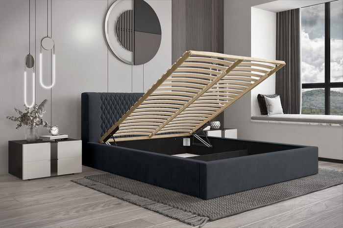 Trae Mobler Montana 160 x 200 cm Gestoffeerd Bed Donkerblauw