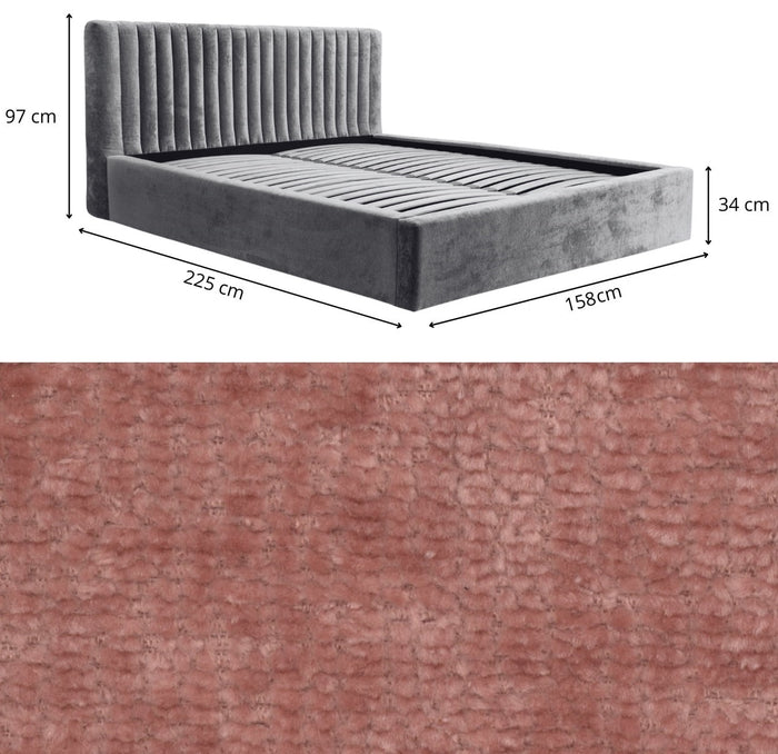 Trae Mobler Vegas 140 x 200 cm Gestoffeerd Bed Stoffig Roze