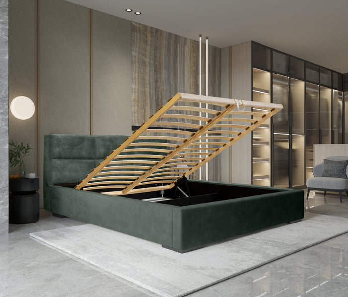 Trae Mobler Porto 140 x 200 cm Gestoffeerd Bed Bosgroen