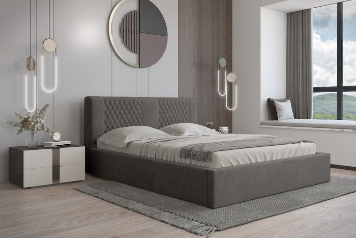 Trae Mobler Montana 180 x 200 cm Gestoffeerd Bed Donkergrijs