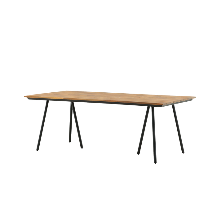 Nest outdoor Josua Tuintafel Zwart - Met Houten Blad - 200 x 100 cm