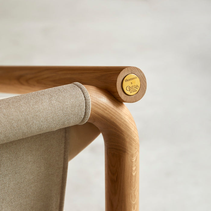 Tikamoon - Fauteuil van massief licht eikenhout en ecru stof