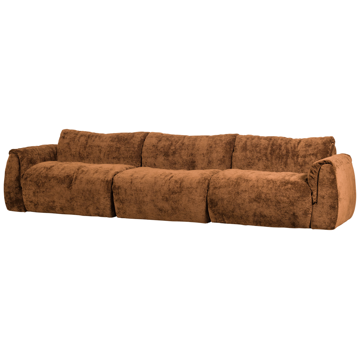 WOOOD Baggy 3-Zits Bank - 3D Chenille - Midden Bruin - 81x309x101