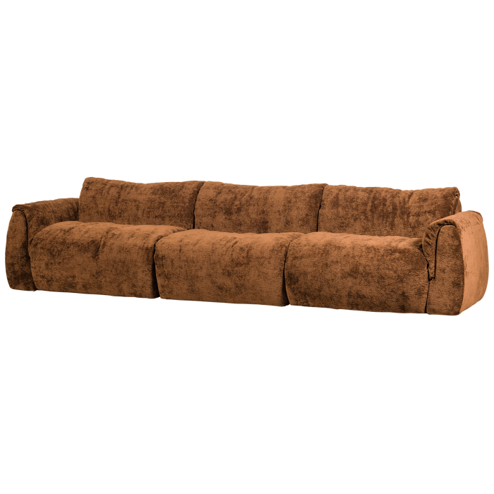 WOOOD Baggy 3-Zits Bank - 3D Chenille - Midden Bruin - 81x309x101