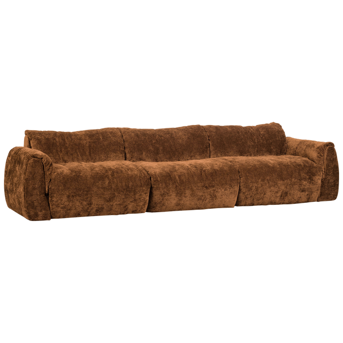 WOOOD Baggy 3-Zits Bank - 3D Chenille - Midden Bruin - 81x309x101