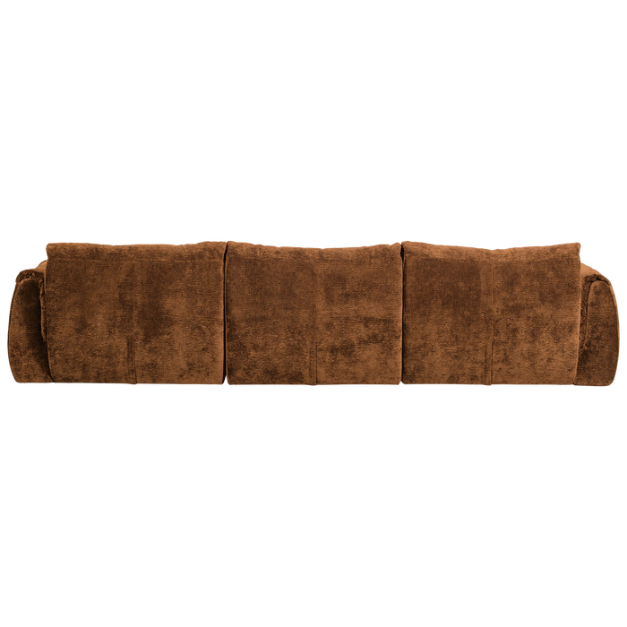 WOOOD Baggy 3-Zits Bank - 3D Chenille - Midden Bruin - 81x309x101