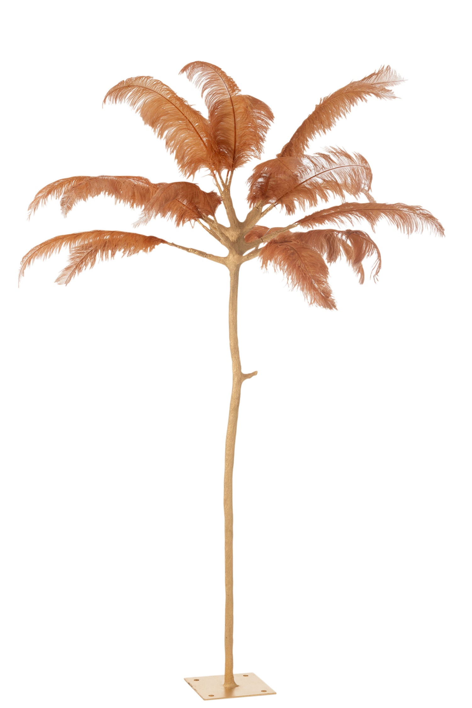 J-Line decoratie Boom pluimen - metaal - goud|oker - large