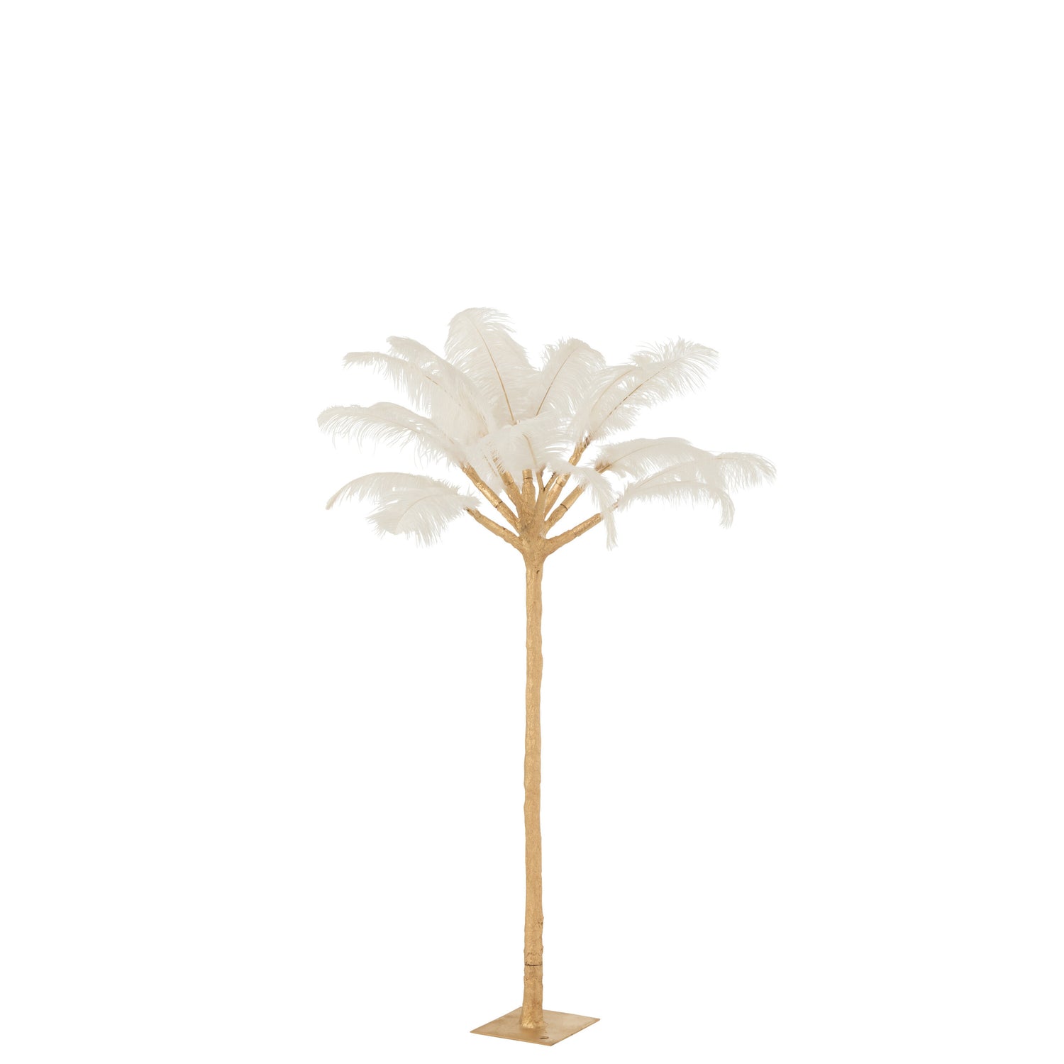 J-Line boom Pluimen - staal - goud|wit - small