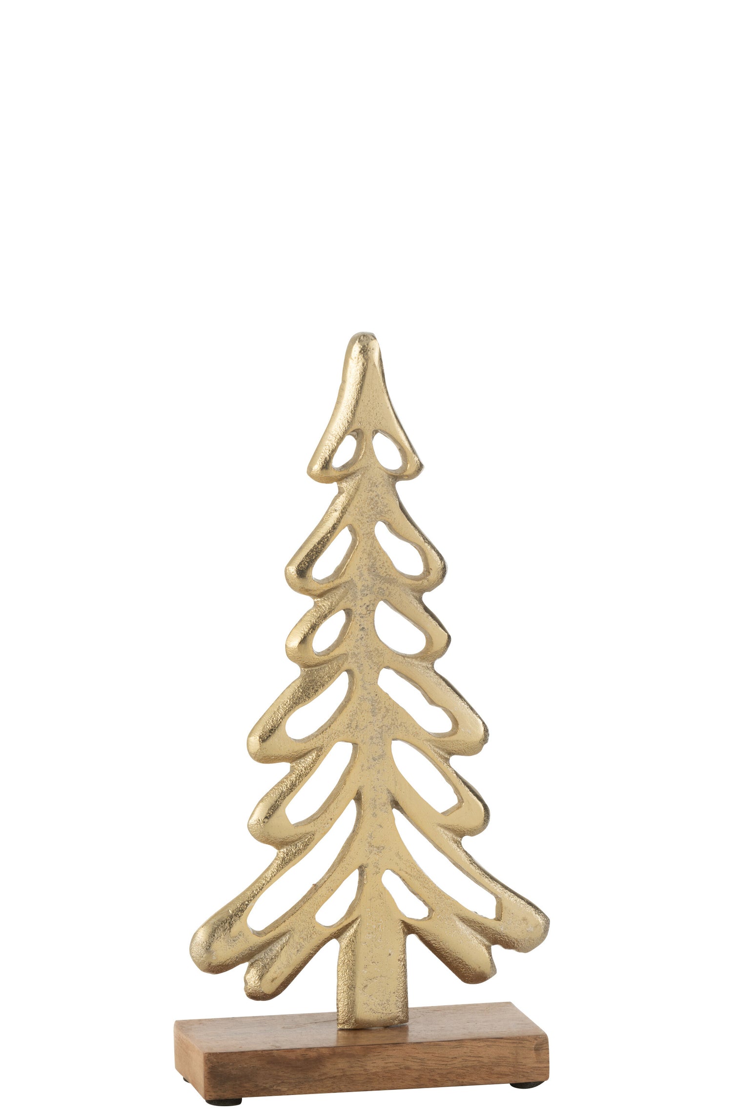 J-Line decoratie boom Op Voet  - aluminium|hout - goud - lar