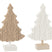 J-Line decoratie Gebreide Kerstboom - polyresin - wit|beige - 2 stuks