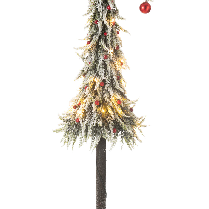 J-Line kerstboom Muts Sneeuw - kunststof - groen|rood - larg