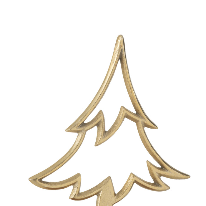 J-Line decoratie Denneboom Op Voet  - aluminium|hout - goud - large