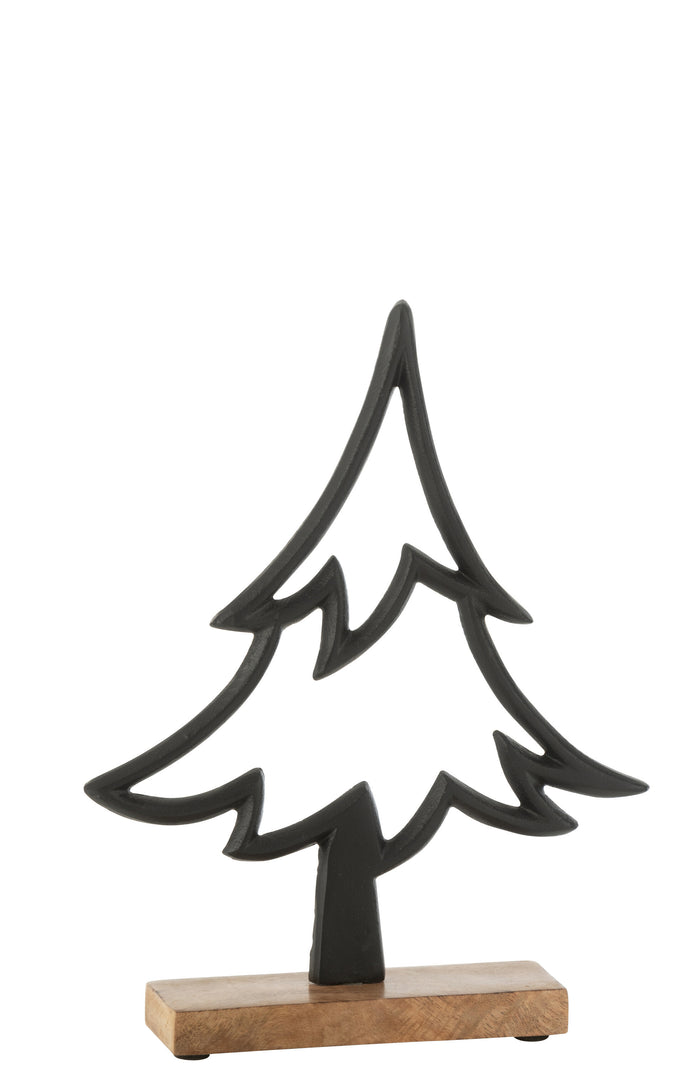 J-Line decoratie Denneboom Op Voet  - aluminium|hout - zwart - large