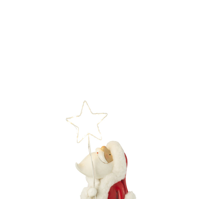J-Line kerstman Ster - polyresin - wit|rood - small - LED li