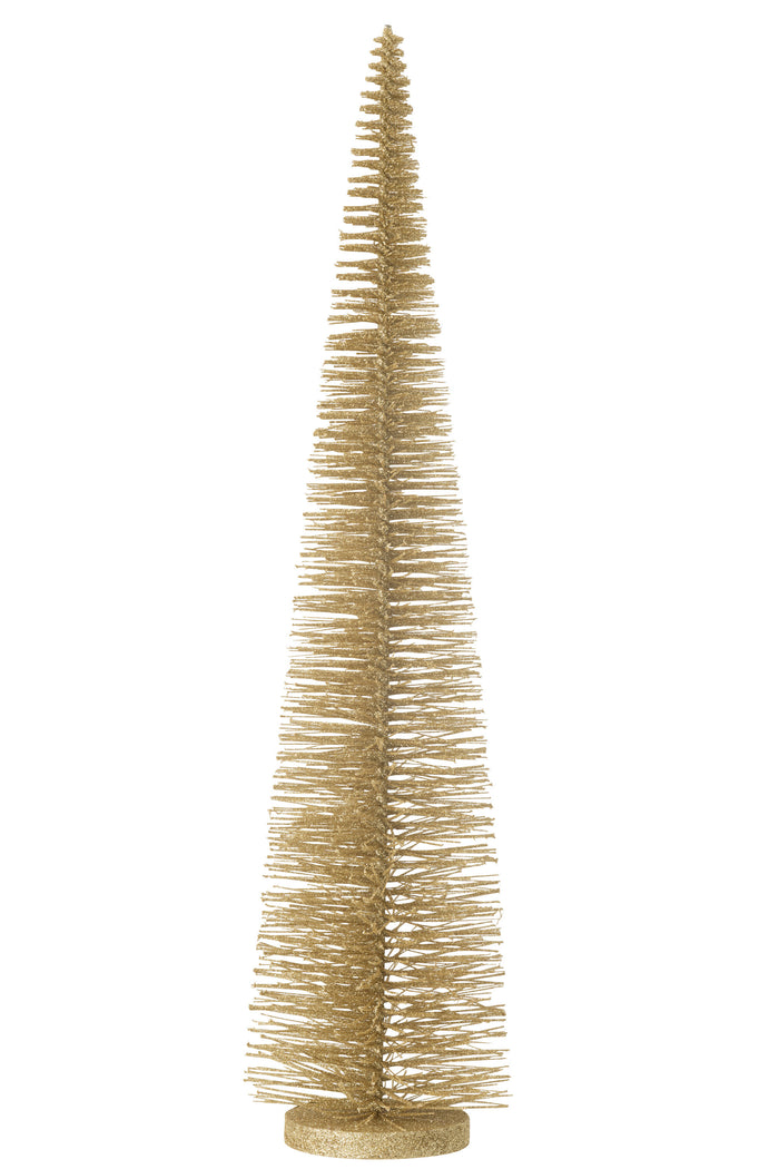 J-Line decoratie Kerstboom Glitter - kunststof - lichtgoud -