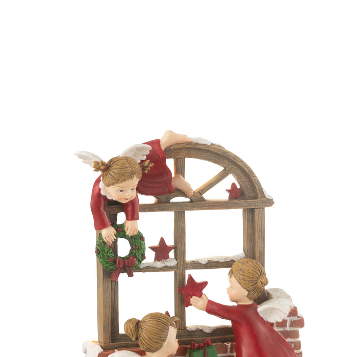 J-Line decoratie Engelen Venster - polyresin - mix - LED