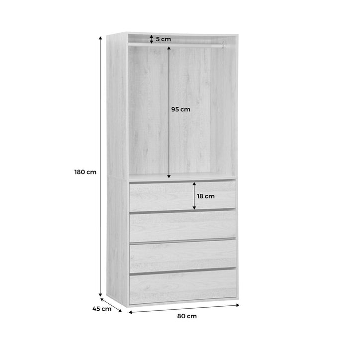 sweeek - Garderobemodule met 4 laden en 1 roede
