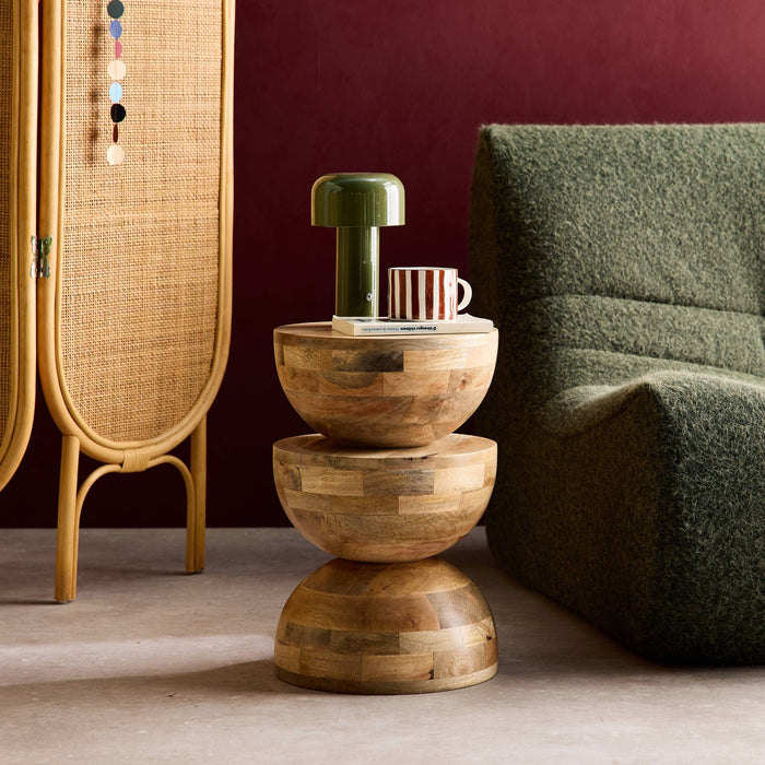 sweeek - Mangohouten bijzettafel, nachtkastje, Ø30xH45cm