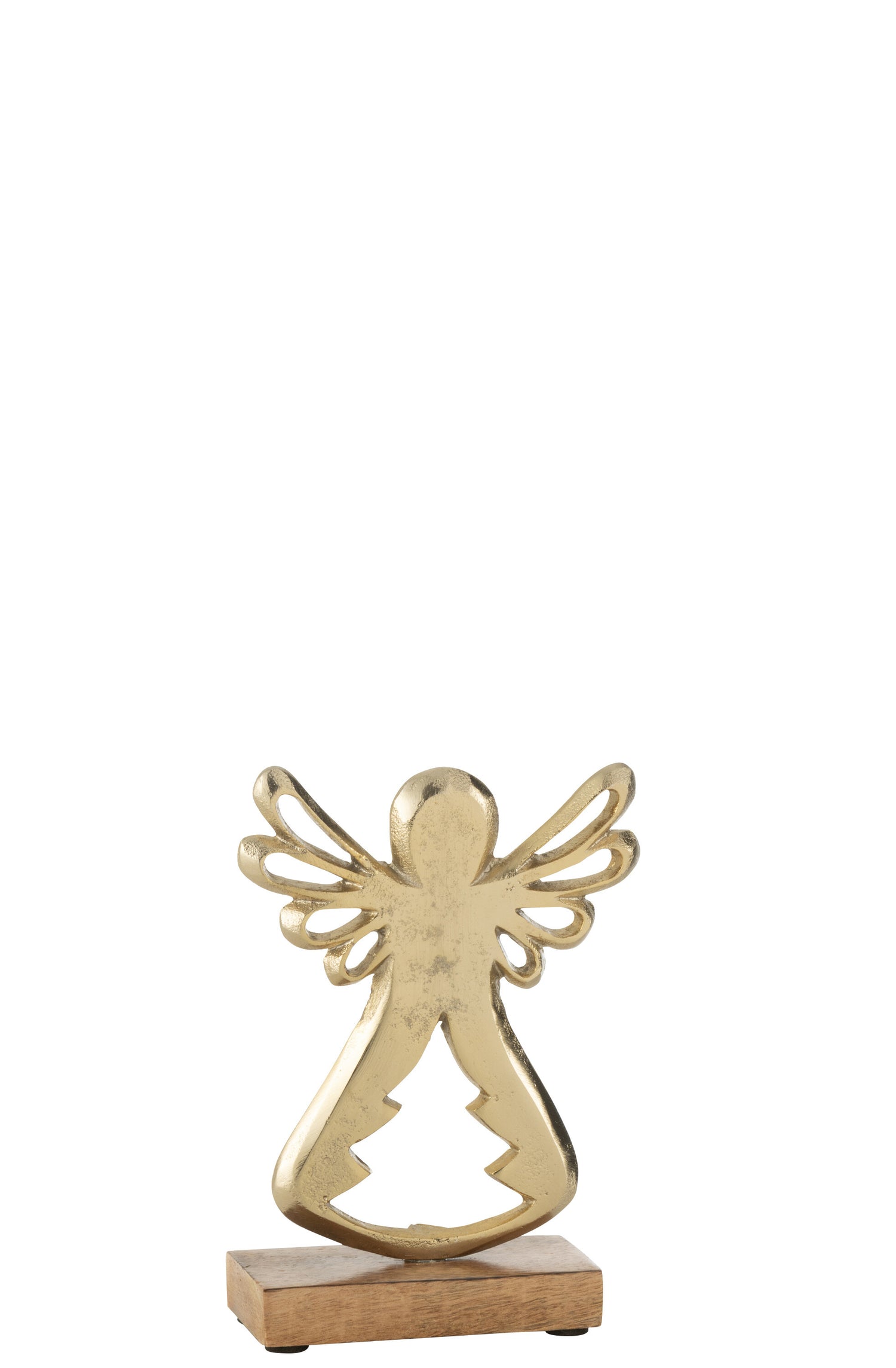 J-Line decoratie Engel Op Voet - aluminium|hout - goud - sma
